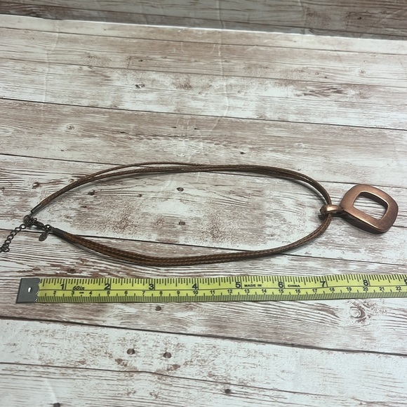 Premier Designs Leather Necklace Copper Pendant Choker - Picture 6 of 7